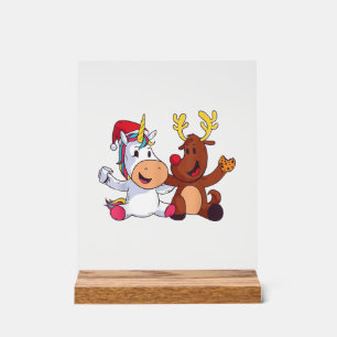 Rentier Rudolph Weihnachten Ren Rotnasen-Einhorn G Acrylschild