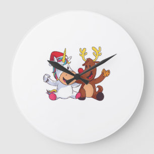 Rentier Rudolph Weihnachten Ren Rotnasen-Einhorn G Große Wanduhr