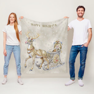 Rentier-Schlitten-Feierabend-Fleece-Decke Fleecedecke