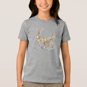 Rentier-Schlitten-Feiertags-T-Shirt Tri-Blend Shirt