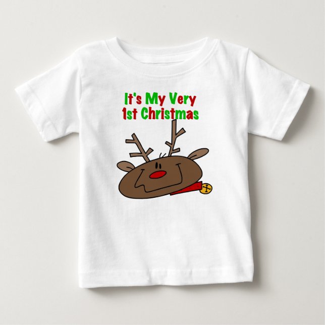 Rentier Sehr 1. Weihnachten Baby T-shirt (Vorderseite)