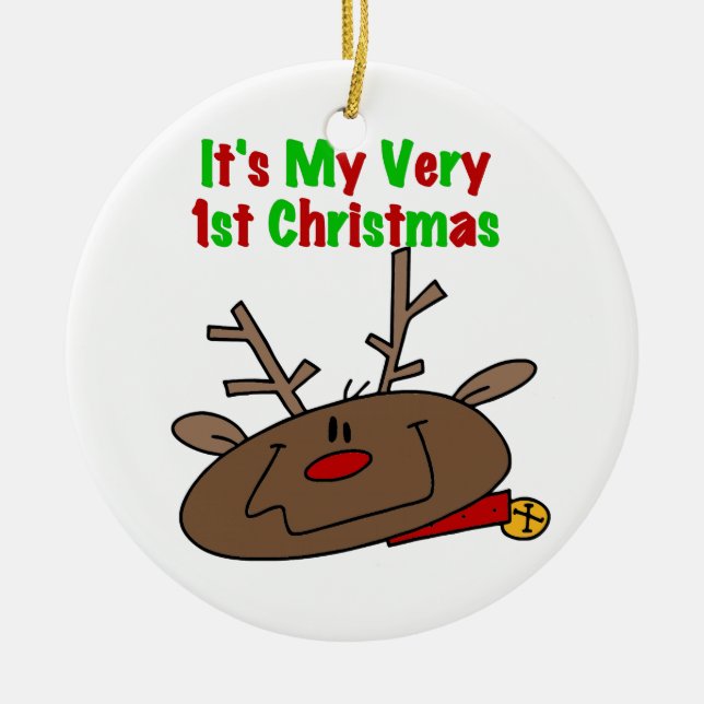 Rentier Sehr 1. Weihnachten Keramik Ornament (Vorne)