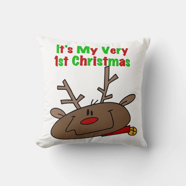 Rentier Sehr 1. Weihnachten Kissen (Vorderseite)