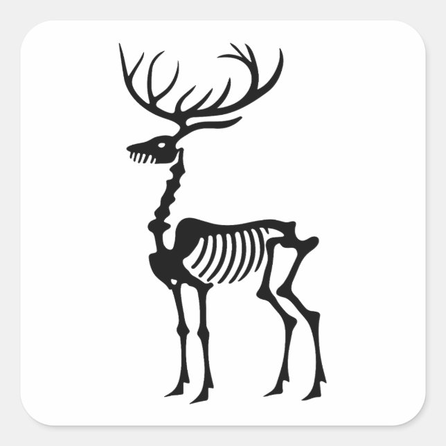 Rentier skeleton gotische Weihnachten Quadratischer Aufkleber (Vorderseite)