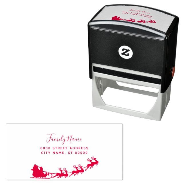 Rentier Sleigh Rücksendeadresse Selbstfarbige Brie Permastempel (Beispiel)