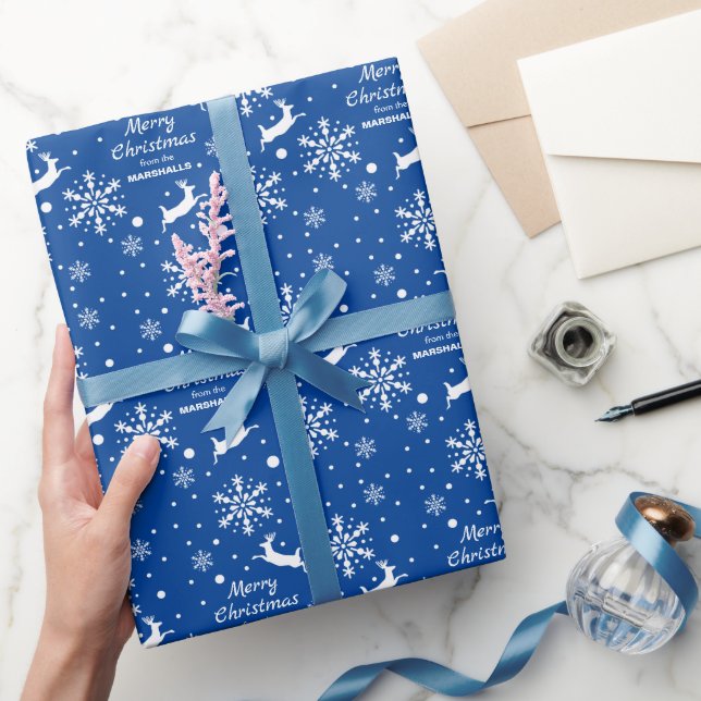 Rentier Snowflake Wählen Sie Ihre Farbe Weihnachte Geschenkpapier (Schenken)