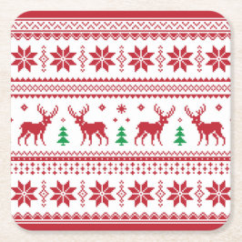 Rentier Snowflakes Messe Isle Design Paper Unterse Rechteckiger Pappuntersetzer