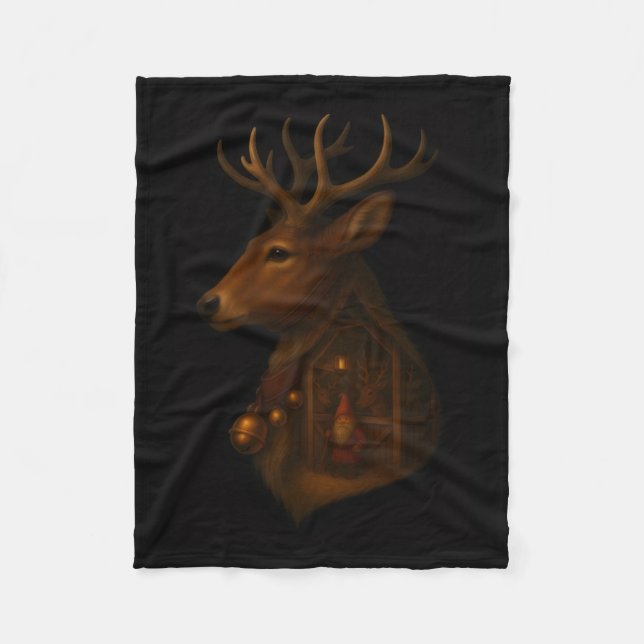 Rentier-Stall-Gnom-Weihnachts-Fleece-Decke  Fleecedecke (Vorderseite)