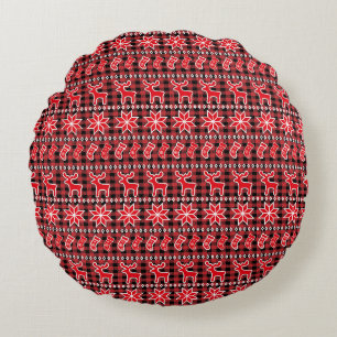 Rentier Strumpf Fair Isle Weihnachtsmuster Rundes Kissen