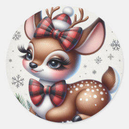 Rentier Style 1, Weihnachtsmann Runder Aufkleber