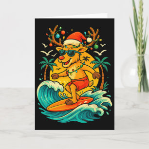 Rentier-Surfing-Sommer-Santa-Hut Lustiges Weihnach Karte