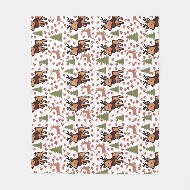 Rentier süße Blumenvase Fleecedecke (Vorderseite)