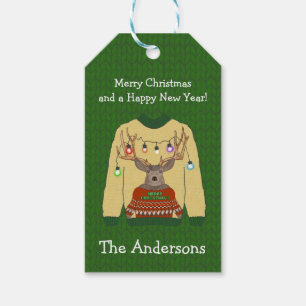 Rentier Tangled Lights Ugge Christmas Sweater Geschenkanhänger