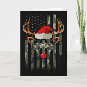 Rentier-Tarnung Amerikanische Flagge Weihnachten P Karte