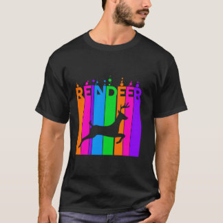 Rentier-Tier-Regenbogen-Blase mit Silhouette T-Shirt