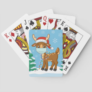 Rentier trägt eine Maske für Weihnachten Spielkarten