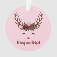 Rentier und Blume Merry and Bright on Pink Cera