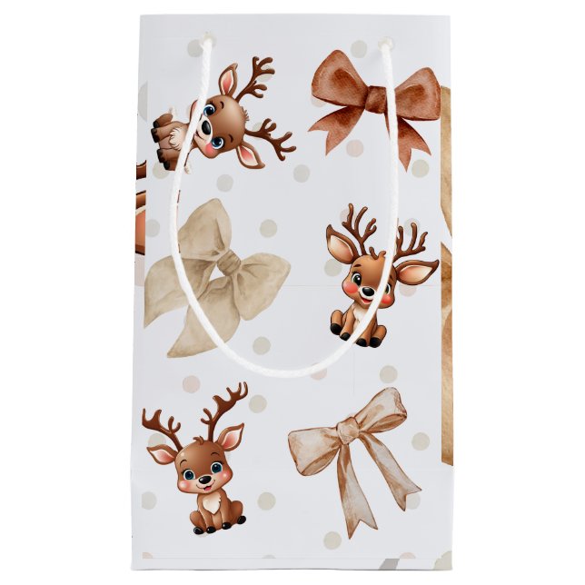 Rentier und Bows Coquette Geschenktasche Kleine Geschenktüte (Vorderseite)