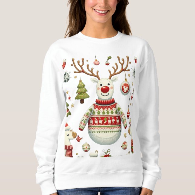 Rentier und Ornamente Sweatshirt (Vorderseite)