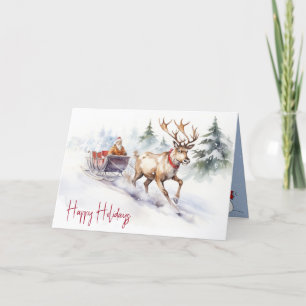 Rentier und Weihnachtsmann Feiertagskarte