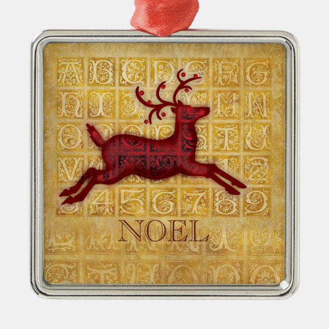 Rentier-WEIHNACHTEN Ornament Aus Metall (Vorne)