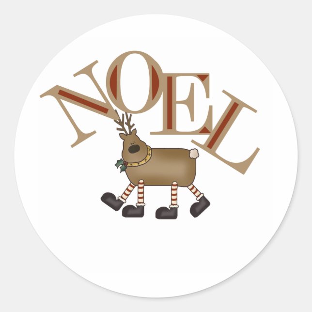 Rentier WEIHNACHTEN Runder Aufkleber (Vorderseite)