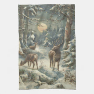 Rentier-Weihnachtsbaum Immergrüner Wald Schnee Handtuch