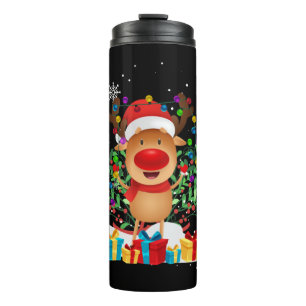 Rentier Weihnachtsbaum präsentiert Santa X-Mas Thermosbecher