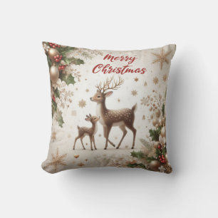 Rentier, Weihnachtsfeier und Ornamente Kissen
