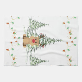 Rentier Weihnachtsleuchten Winterbaumen Geschirrtuch
