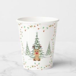 Rentier Weihnachtsleuchten Winterbaumen Pappbecher