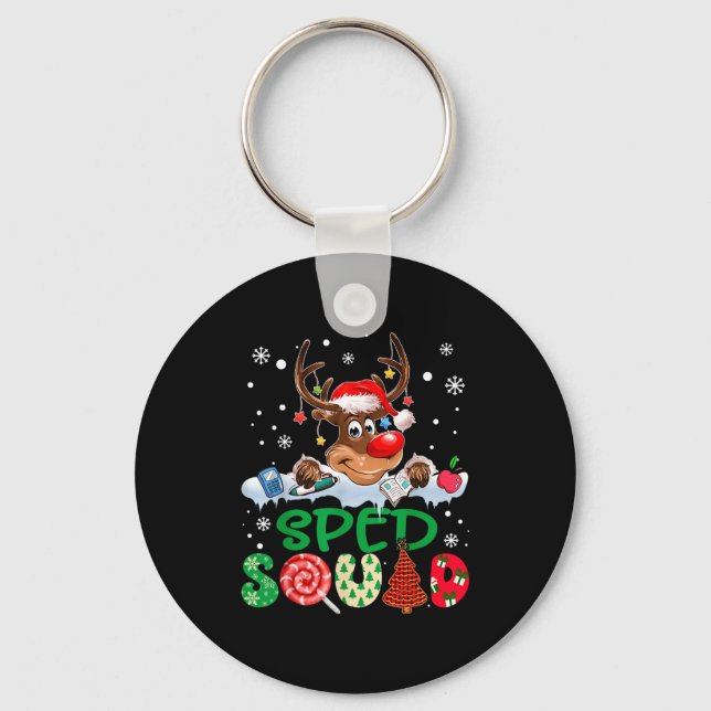 Rentier Weihnachtsmann Hut Sped Squad Lehrer Lusti Schlüsselanhänger (Vorderseite)
