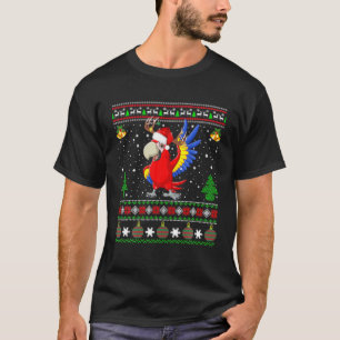Rentier Weihnachtsmannmütze Match Ugly Macaw Bird T-Shirt