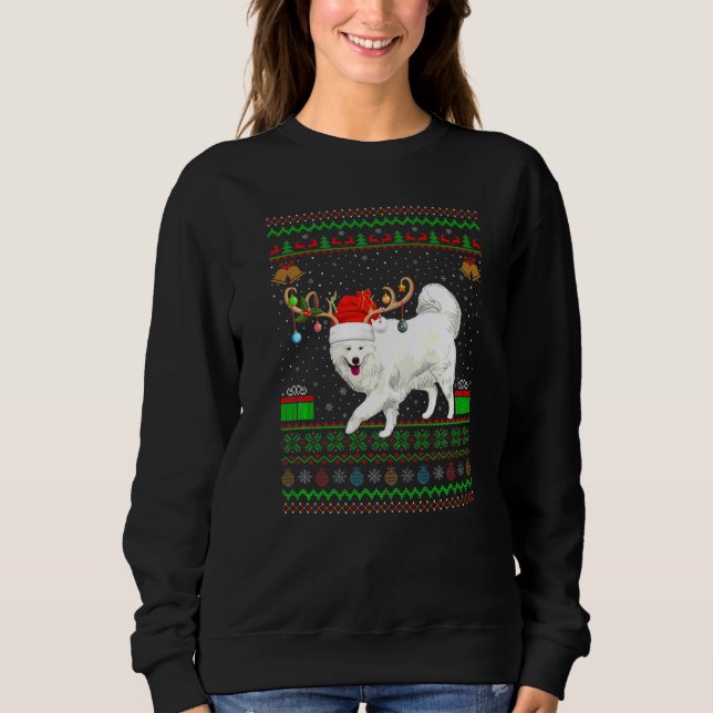 Rentier Weihnachtsmannmütze Match Ugly Samoyed Chr Sweatshirt (Vorderseite)