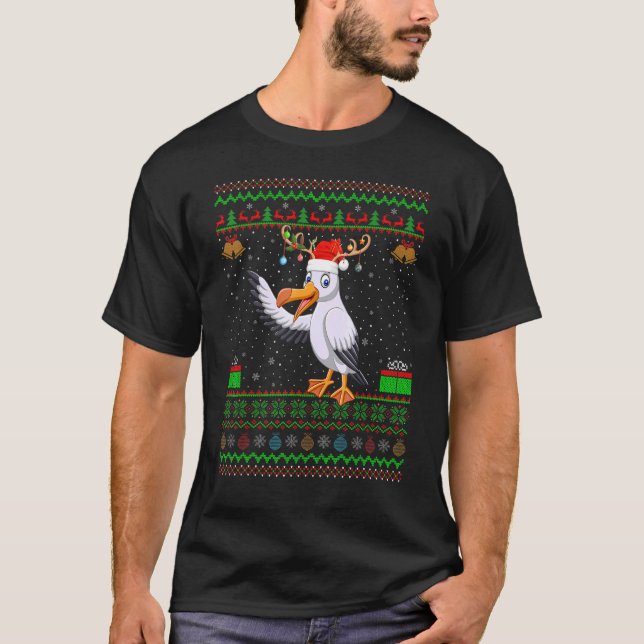 Rentier Weihnachtsmannmütze Matching Ugly Albatros T-Shirt (Vorderseite)