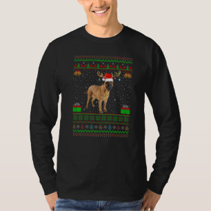 Rentier Weihnachtsmannmütze Matching Ugly Bullmast T-Shirt