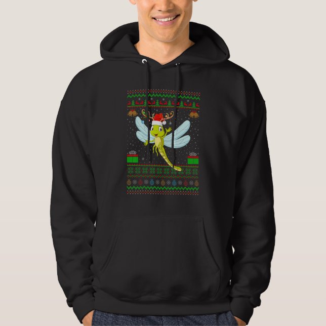 Rentier Weihnachtsmannmütze Matching Ugly Dragonfl Hoodie (Vorderseite)