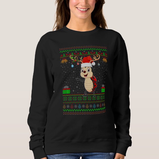 Rentier Weihnachtsmannmütze Matching Ugly Ladybug  Sweatshirt (Vorderseite)