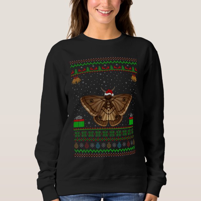 Rentier Weihnachtsmannmütze Matching Ugly Moth Bir Sweatshirt (Vorderseite)