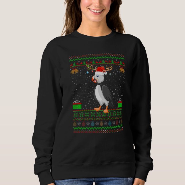 Rentier Weihnachtsmannmütze Matching Ugly Puffin B Sweatshirt (Vorderseite)