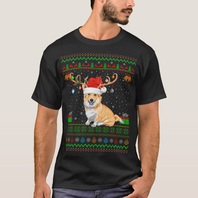 Rentier Weihnachtsmannmütze Matching Ugly Welsh Co T-Shirt (Vorderseite)