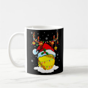 Rentier & Weihnachtsmannmütze Softball Softball Ma Kaffeetasse