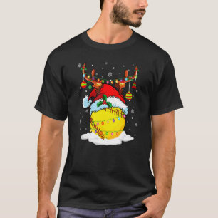 Rentier & Weihnachtsmannmütze Softball Softball Ma T-Shirt