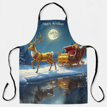 Rentier-Weihnachtsschlitten-Feiertags-Schürze