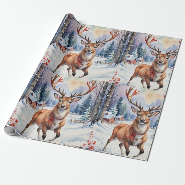 Rentier Wonderland: Feiertage Bliss Geschenkpapier (Ungerollt)