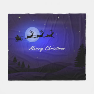 Rentier zieht den Schlitten des Weihnachtsmanns Fleecedecke