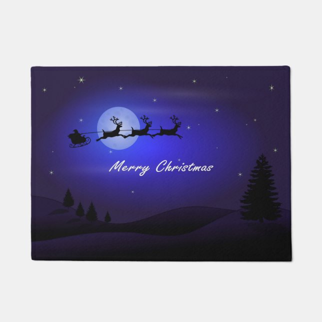 Rentier zieht den Schlitten des Weihnachtsmanns Fußmatte (Vorderseite)