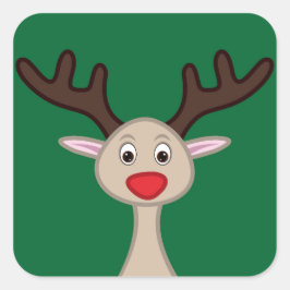 Rentierchartoon Quadratischer Aufkleber