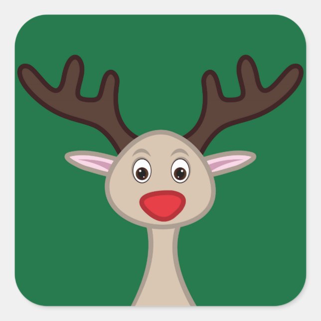 Rentierchartoon Quadratischer Aufkleber (Vorderseite)