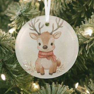 Rentierdesign auf einem Glasschmuck Ornament Aus Glas